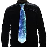 HolyThreads! Fiber Optic Tie (White Tie, 7 Colors) - Light Up Tie - Glow Tie (Medium)