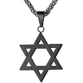 U7 Star of David Necklace for Men Women Gold/Stainless Steel Hexagon Pendant with Cross/Ruby Stone/Classic Jewish Isael Necklaces, Length 22" 24" 26"