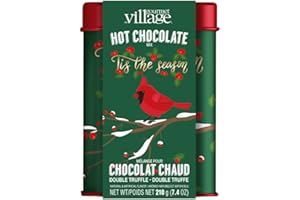 Gourmet du Village Hot Chocolate Keepsake Tin Holly Berry Cardinal 210G