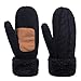 Winter Wool Mitten Gloves For Women, Warm Knit Touchscreen Thermal Cable Gloves With Thick Fleece Lining (Black)