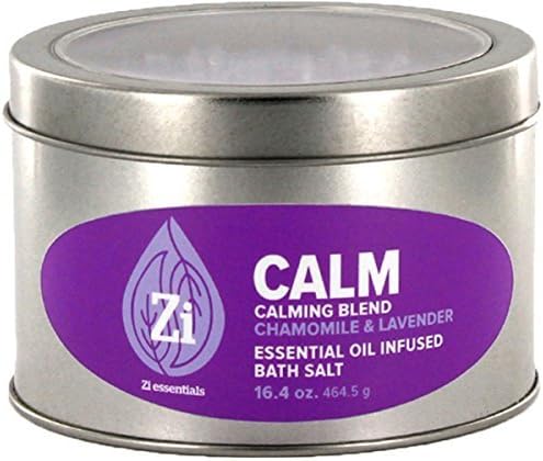 Calm Calming Blend (Chamomile & Lavender) Bath Salts. 16oz Windowed Tin - Zi Essentials