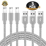 USB Type C Cable, USB C Cable 3Pack 3FT Nylon Braided USB A to USB C Charger Cable Fast Charging Cord for Samsung Galaxy S9 Note8 S8 Plus, LG G6 G5 V20, Moto Z2, Google Pixel, New Macbook and More