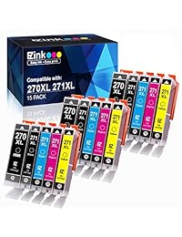 E-Z Ink (TM) - Cartucho de tinta compatible para Canon PGI-270XL CLI-271XL PGI 270 XL CLI 271 XL para usar con PIXMA MG6820 MG5720 (3 grandes negros, 3 pequeños, 3 cian, 3 magenta, 3 amarillos) 15 unidades