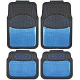 BDK Metallic Rubber Floor Mats for Car SUV & Truck - Semi Trimmable, 2 Tone Color Heavy Duty Protection (Blue/Black)