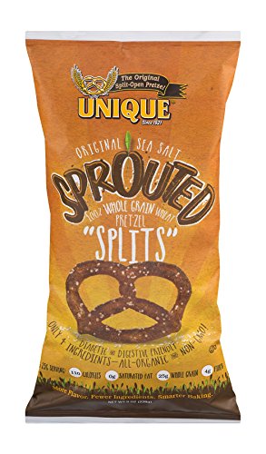 Unique Pretzels - Sprouted Splits Pretzels, Delicious Vegan Snack Pretzels Individual Pack, Large OU Kosher Pretzels, 8 Ounce Bag