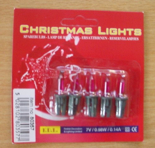 Pack of 5 Spare Purple Push in Fairy Bulbs - 7v 0.98w 0.14a (S24)