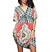 Deep V Bohemia Beach Dress Cover Up, Rose, XX-Large