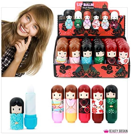 24 x Lip Balm Doll Shaped 6 Different Case Designs Display Box 2.6g Wholesale Price