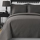 Extra Lightweight and Oversized Comfy Bedding Frame Embossing 3-piece Bedspread Coverlet Set (Full/Queen, Grey)