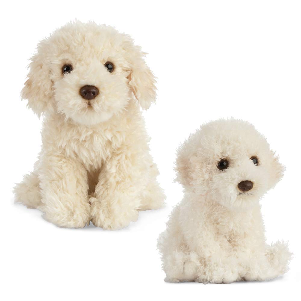 Living Nature Soft Toy Gift Bundle - Plush Labradoodle Dog (20cm) & Puppy (16cm)