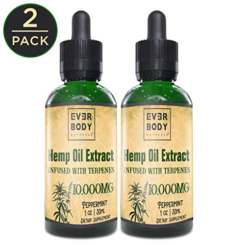 2 Pack Hemp Oil Extract Drops for Pain Stress & Anxiety Relief, Better Focus, Healthy Relaxing Sleep, Relieves Joint Pain & Inflammation, Mood Relaxer, Rich in Omega 3,6,9, Peppermint no THC-CBD