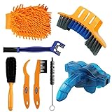Anndason 8 Pieces Precision Bicycle Cleaning Brush Tool Including Bike Chain Scrubber, Suitable for Mountain, Road, City, Hybrid,BMX Bike and Folding Bike