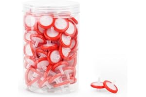 watchget Syringe Filter PTFE Hydrophobic Membrane 25mm Diameter 0.22um Pore Size, Non-Sterile Lab Filtration, 100 PCS Red