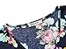 MSBASIC Midi Dress Short Sleeve A-line Dresses for Women Navy Peony M