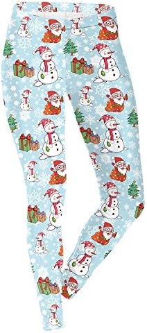 Lucao Womens Autumn Winter Snowflake Elk 3D Printed Stretchy Leggings Pants L29-XL