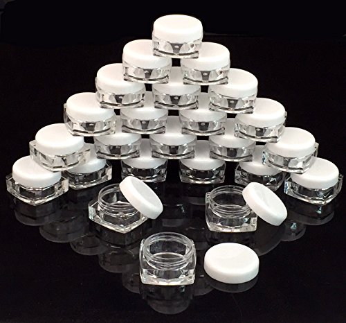 (144 Pieces) Beauticom 5G/5ML High Quality Clear Square Jars with White Lids for Beads, Gems, Glitter, Charms, Small Arts and Crafts Items - BPA Free