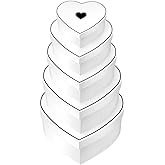 ysmile Valentine Gift Box with Lid, Heart Shaped Flower Box, Assorted Size Heart Nesting Box for Women Men Anniversary 8.2" White