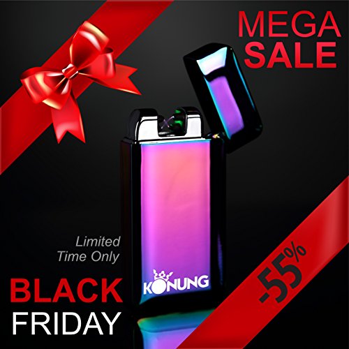 55% OFF Luxury KONUNG Tesla Dual Arc USB Lighter for Cigarette, that is Electric Plasma Flameless, Windproof, Perfect Gift for Christmas already packed as a present