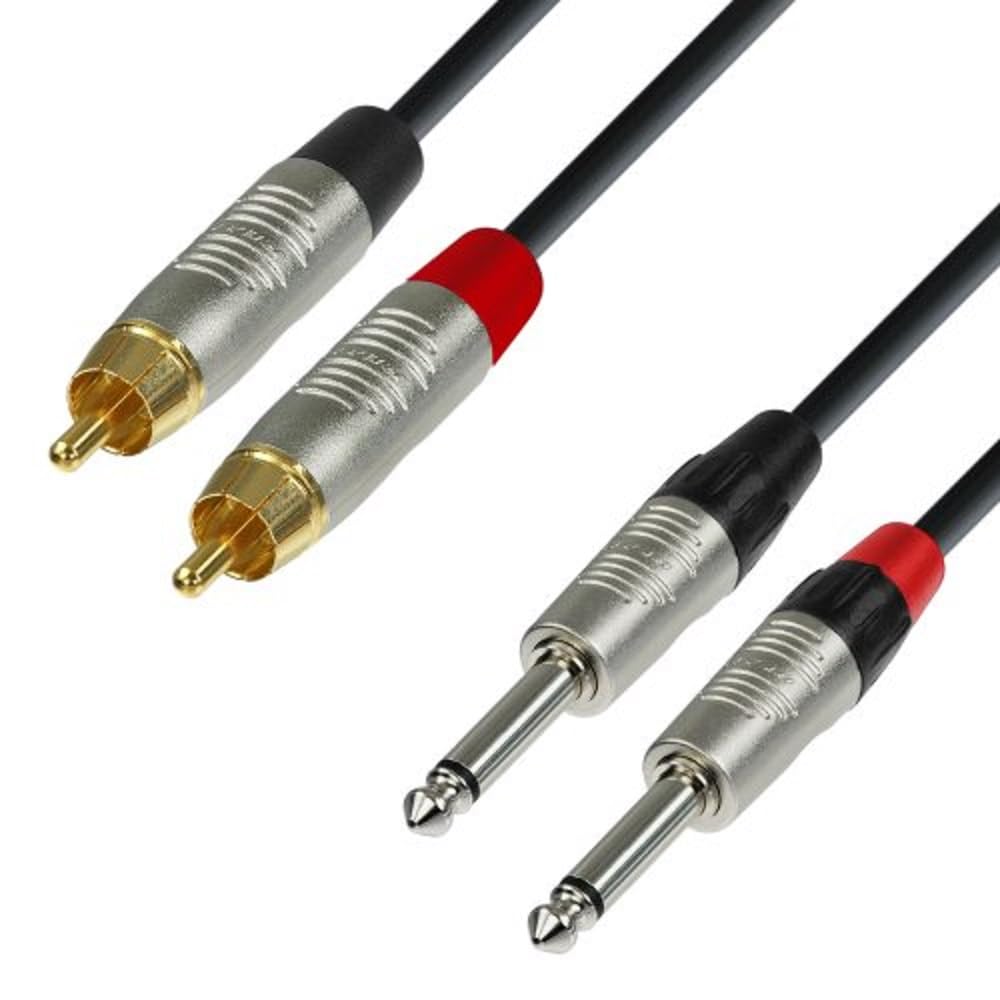 Adam Hall 4 Star Series 3m Rean 2x RCA Male to 2x 6.3mm Jack Mono Audio Cable