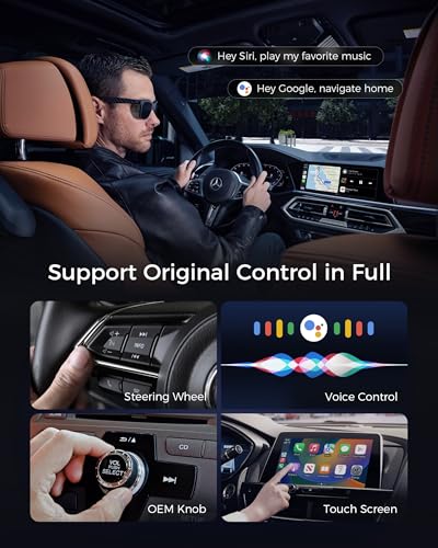 【2026 Advanced】WityEye Mini CarPlay and Android Auto Wireless Adapter, V5.3 Bluetooth, Dual Band WiFi 6, Fast & Stable Connection, USB C/A, for Apple iPhone iOS 10+, Smartphone Android 11+