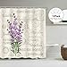 Riyidecor Lavender Purple Lilac Shower Curtain Set for Bathroom 72Wx72H Inch Flower Floral Vintage Fabric Bath Curtain for Women Girl Bathtub Accessories Plant Waterproof 12 Pack Plastic Hooks WW-VCEH
