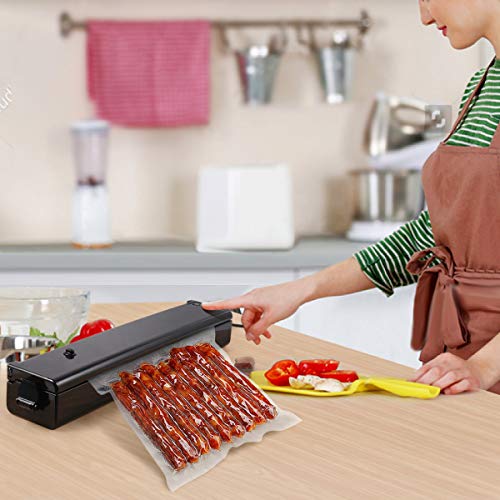 Vacuum Sealer Machine, Cakie Vacuum Sealing System Portable Automatic Mini with Double Capacitor Design Send 25 Sealing Bags for Dry and Wet Food Preservation
