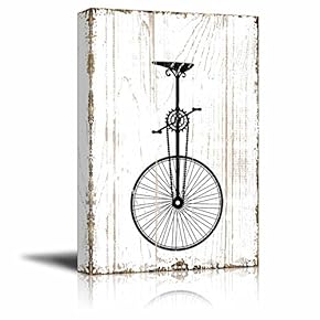 Canvas Wall Art - A Vintage Unicycle on Wooden Style Background - Gallery Wrap Modern Home Art | Ready to Hang - 12x18 inches