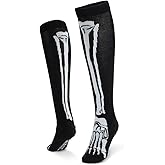 Skeleton Halloween Knee High Half Cushioned Athletic Running Socks Fun Running Socks by Gone For a Run, One Size