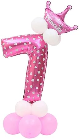 Jinsu 7 Anni Compleanno Decorazioni Per Ragazza Bambine 13 Pezzi Compleanno Palloncini Con Pallone Numero Palloncino Di Corona E Palloncini In Lattice Rosa Amazon It Casa E Cucina