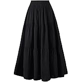 OSTOO Women's Summer Long Flowy Renaissance Skirt with Pockets - Boho High Waist A-Line Maxi Skirt