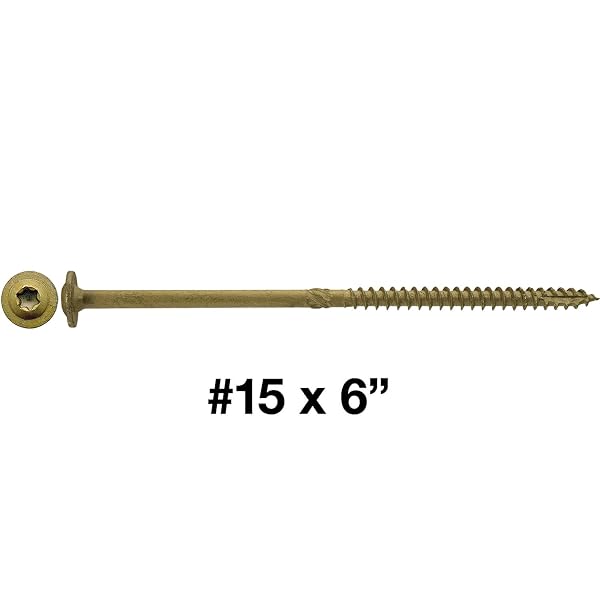 JAKE SALES #15 X 6 CONSTRUCTION LAG SCREW EXTERIOR COATED TORX/STAR DRIVE HEAVY DUTY STRUCTURAL LAG SCREW FAR SUPERIOR TO COMMON LAG SCREWS (100 SCREW COUNT) MODIFIED TRUSS WASHER HEAD