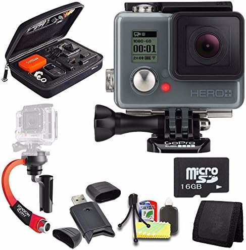 GoPro HERO+ LCD + Steadicam Curve for GoPro HERO Action Cameras (Red) + 16GB microSD Memory Card + Case for GoPro HERO4 and GoPro Accessories + 6pc Starter Kit Bundle