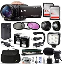Sony HDR-CX900 Full HD Handycam Camcorder Video Camera + 128GB Memory + Travel Charger + 3 Filters + 2 Batteries + Opteka X-Grip + LED Light + Microphone + Monopod + Large Case + Dust Cleaning Kit