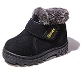 CONDA Kids Black Faux Fur Suede Boots - Fur Lined Winter Boots (Toddler/Little Kid/Big Kid)