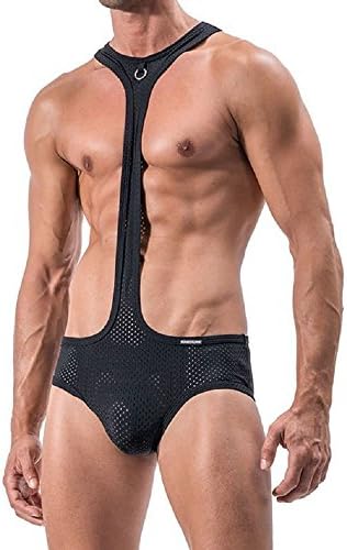JapanTrendStore Men's Sexy Mesh Jockstrap Bodysuit Jumpsuit Underwear XL / US L