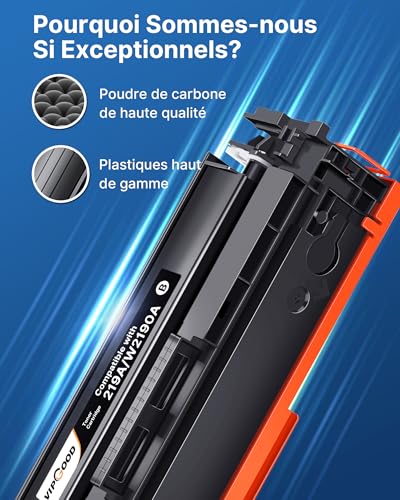 219A 219X W2190A 3302FDW Toner Compatible for HP 219A 219X for Color LaserJet Pro MFP 3302FDWG 3302FDW 3302SDW 3302FDN 3302FDN 3302SDWG 3202DN (Black Cyan Yellow Magenta, No Chip)