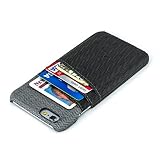 iPhone 6 and iPhone 6S Card Case with RFID Blocking by Dockem - Minimalist Synthetic Leather Wallet Case with Canvas Styling, Ultra Slim Snap On Cover with 3 Card Holder Slots, Black and Grey