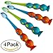 Trueocity Kids Toothbrush 4 Pack - Soft Contoured Bristles - Child Sized Brush Heads (3-10 Year Old) - Suction Cup for Fun & Easy Storage - Girl & Boy Set (Blue & Orange)