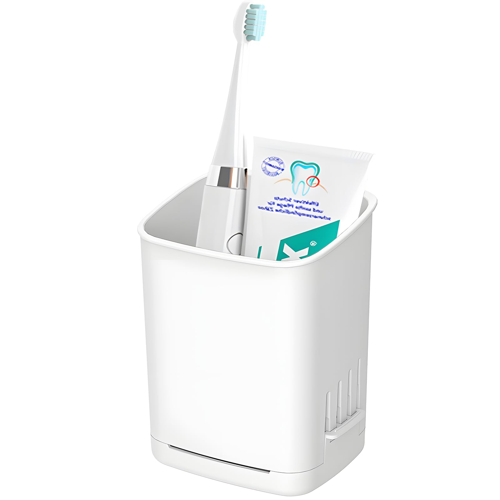 Photo 1 of Toothbrush Holder Cup Wall Mounted Drill-Free for Bathroom Shower Electric Toothbrush Toothpaste Razor Holder Removable Waterproof Sturdy Self Draining, Tableware Holder for Kitchen(1pcs&White)