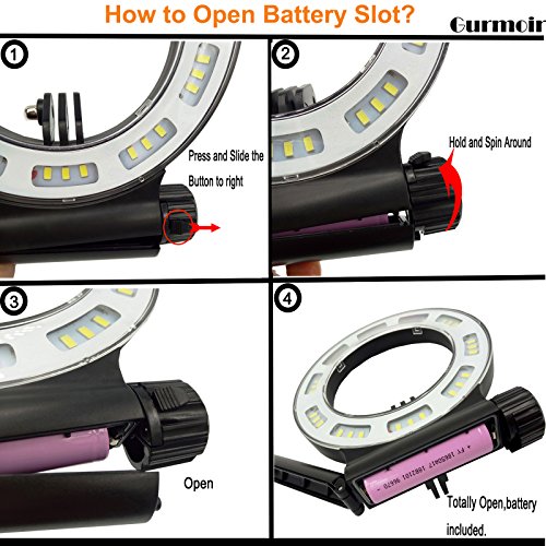 Gurmoir Waterproof Diving Light 40m Dive Underwater 1000 Lumen LED Flash Ring Light for GoPro Hero 7/Hero 6/5/HERO(2018)/5S/4/4S/3+ SJCAM YI and More Action Camera Scuba Diving(with Battery) - Thumbnail 7