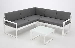 Set Zurich sofa rinconera aluminio blanco: Amazon.es: Jardín