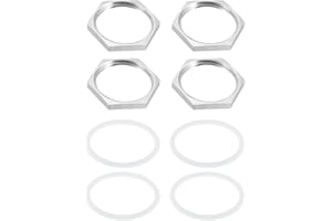 uxcell 4pcs Cast Pipe Fitting Hex Locknut with Washer 304 Stainless Steel Hex Lock Nut NPT 1" Female Thread for Plumbing Fixed, Water Broom and Undercarriage Cleaner, 1.42" OD