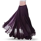 ROYAL SMEELA Chiffon Belly Dance Skirt for Women Belly Dancing Costume Outfit Tribal Maxi Full Skirts Solid Color Skirt Voile