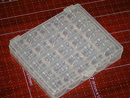 Ceeyali 25 Pcs Transparent Plastic Sewing Machine Bobbins with Bobbin Case for Brother Singer Babylock Janome Kenmore