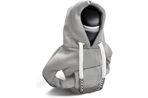Lecctso Car Shift Knob Hoodie, Fashionable Sweater Hoodie Auto Gear Shift Knob Protector, Universal Car Interior Accessories Funny Car Shift Knob Cover for Car Truck SUV (Grey)