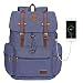 Canvas Leather Laptop Rucksack Backpack Vintage Bookbag for Women Men, Modoker Travel Laptop Backpack with USB Charging Port College School Bookbag Computer&nbsp;Bag Vegan&nbsp;Daypack,Blue primary