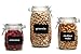 Circleware Chalkboard Home Glass Canisters with Swing Top Hermetic Airtight Locking Lids Set of 3, Kitchen Food Preserving Containers for Coffee, Sugar, Tea, Cereal, 5.5”, 6.5”, 8”, Clear