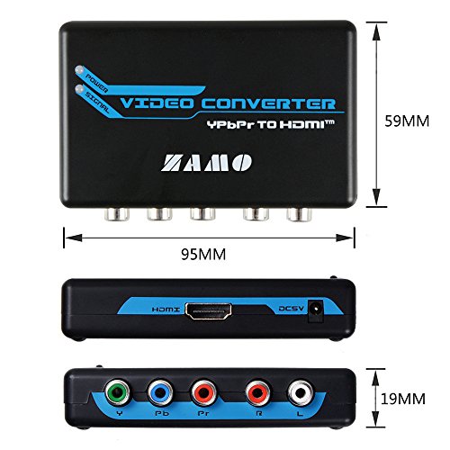 Component to HDMI,ZAMO 5RCA Component RGB YPbPr to HDMI Converter v1.3 HDCP Video Audio Converter Adapter for DVD, PSP, Xbox 360 to new HDTV or Monitor