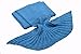 Hughapy Christmas Soft Mermaid Tail Blanket Handmade Living Room Sleeping Blanket for Kids Adult (Blue,Adult)