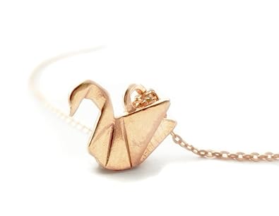 Origami Schwan Kette 925 Rosegold Sterling Silber Kranich